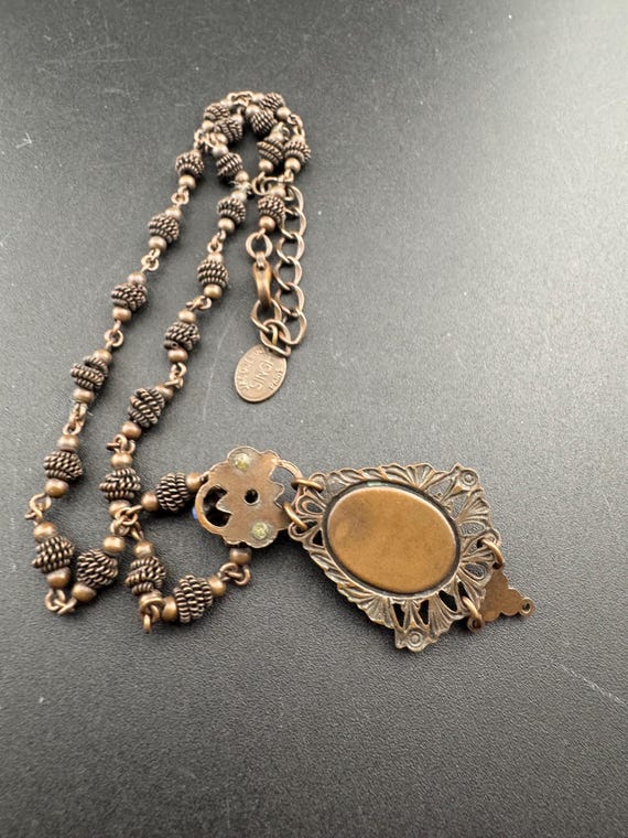 Jacqueline Singh Necklace: Paris Designer , Copper Tone Blue