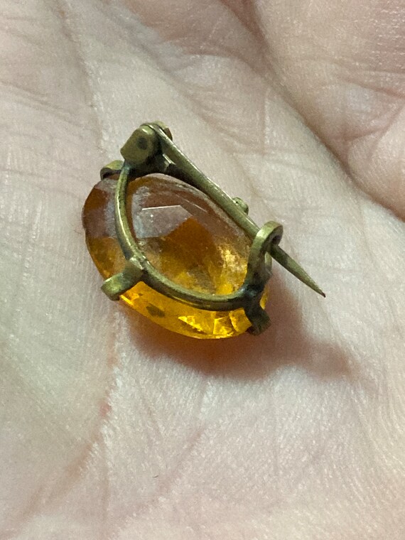 Antique small Edwardian citrine amber rhinestone … - image 6