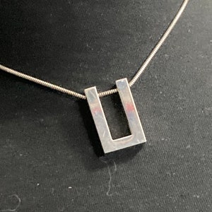 Signed SIDNEY CARRON Paris silver tone pendant and chain French designer minimalist