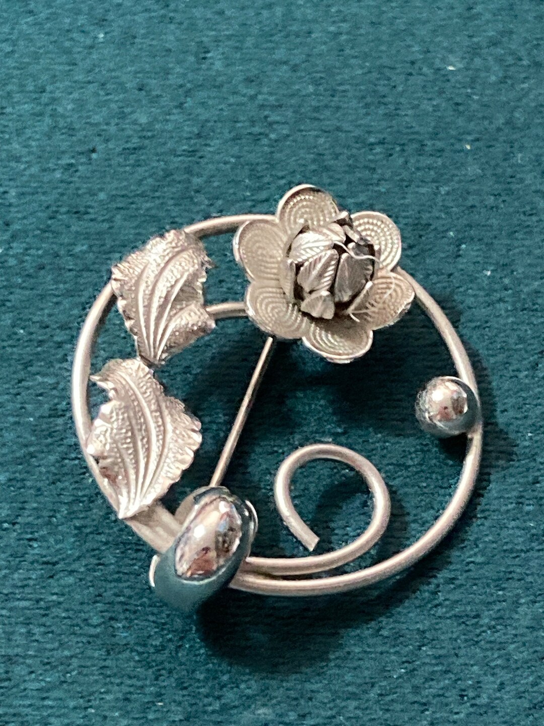 Broche Sculpturale Signée Sidney Carron - Métal Argenté Et Doré, Vintage