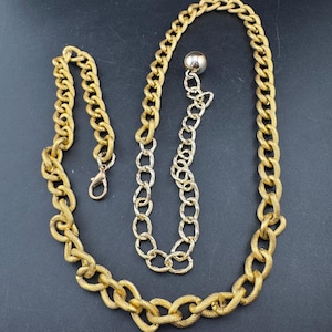 80-100cm Vintage two toned gold chain link belt with ball dropper
