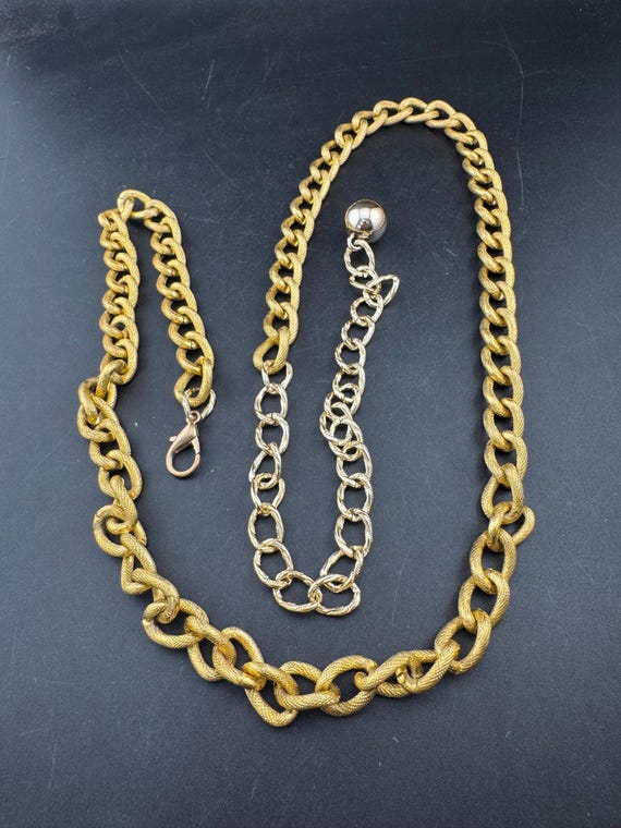 80-100cm Vintage Two Toned Gold Chain Link Belt With Ball  display picture 1