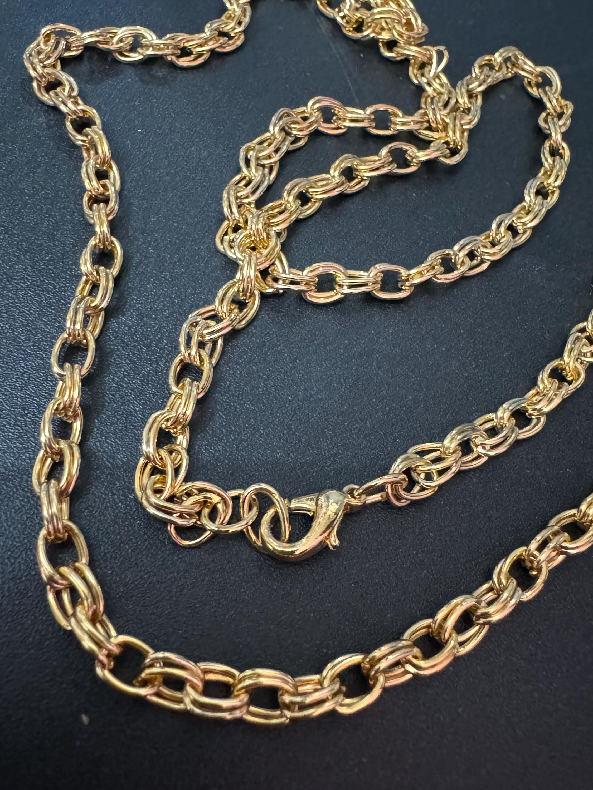 Vintage Gold Cable Chain Necklace – 5mm Double Link, Plated Finish