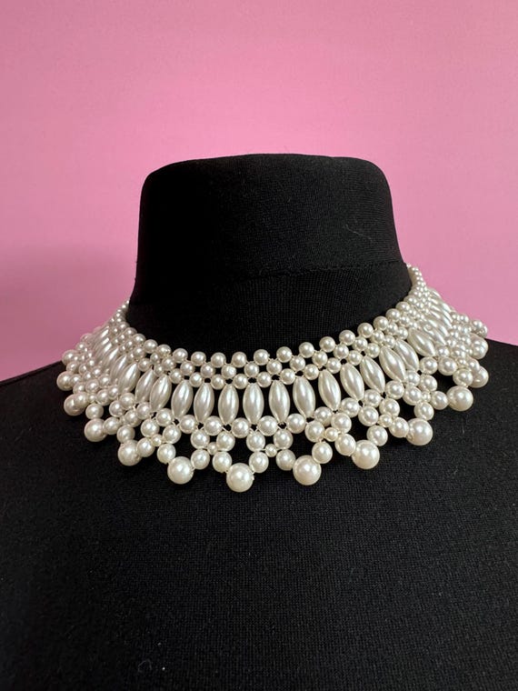 【正規品質保証】 Pearl Round Plastic White Faux Vintage Woven Strand Multi アクセサリー