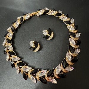 Vintage Swarovski Crystal Necklace and Clip On Earrings Set