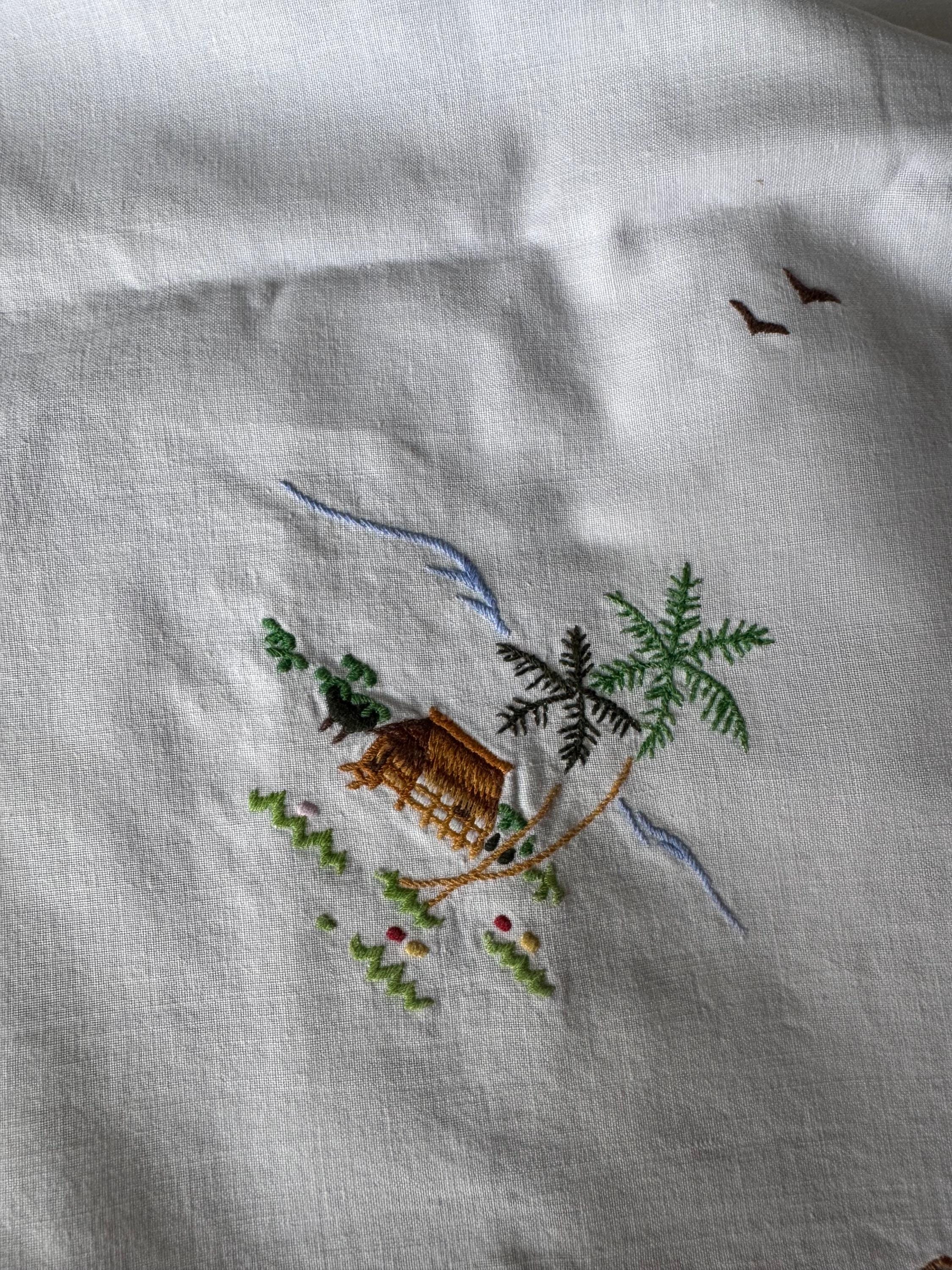 刺繍テーブルクロス 風景と人物 Amazon｜テーブルクロス ホーム