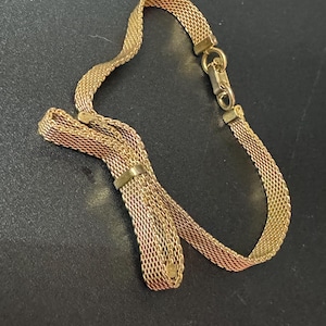 Vintage gold plated modernist slim flat mesh bow bracelet 18.5 x 7mm
