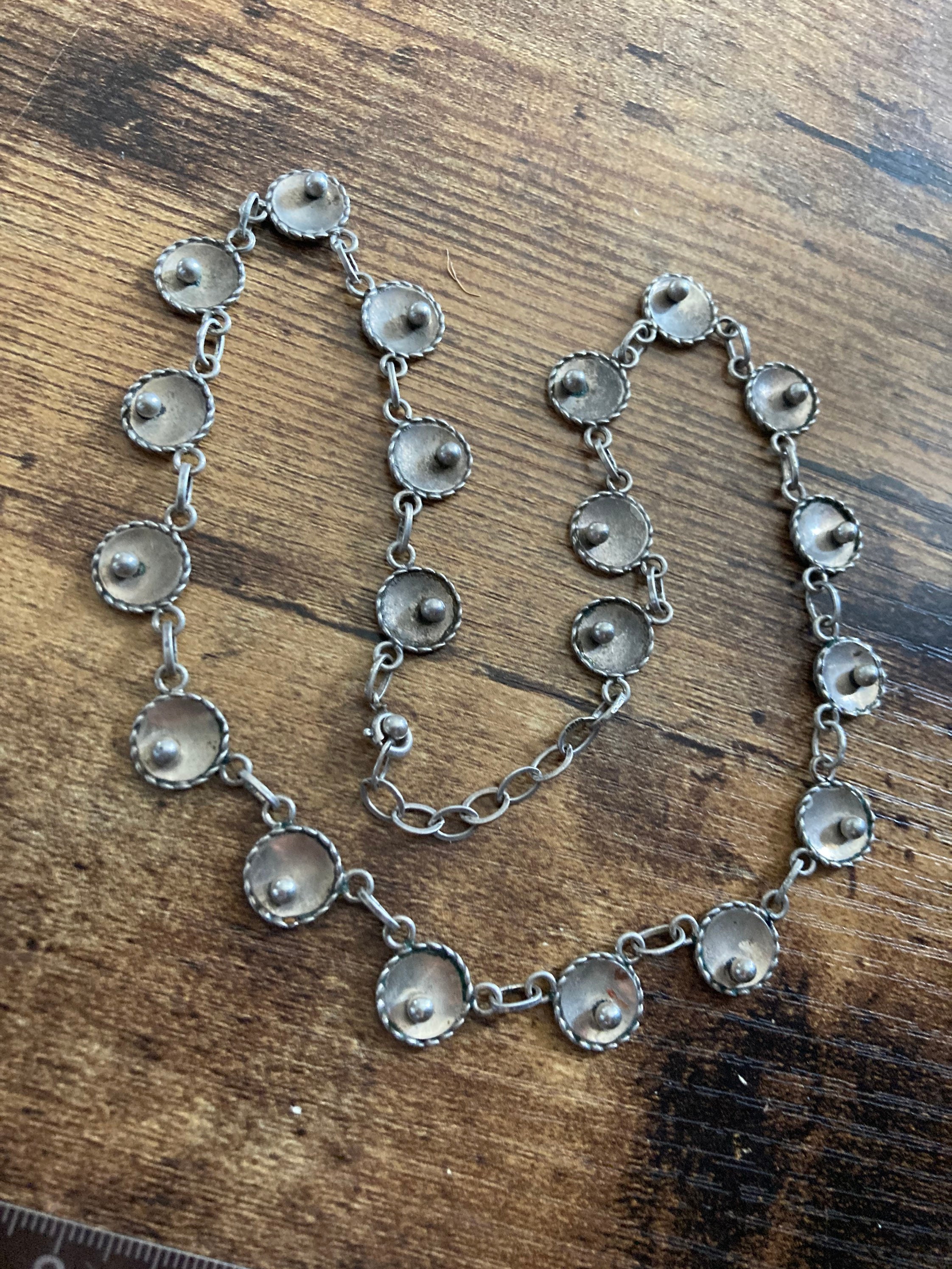 Ball and Cup Chain Necklace: Vintage German Silver - 835