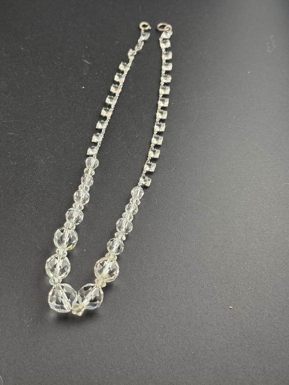Collier Ancien Cristal Strass Créateur - Argenté Métal
