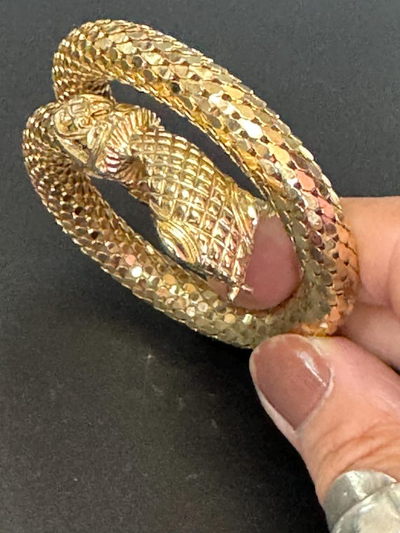 Whiting and Davis Vintage Gold Tone Mesh Snake Bangle