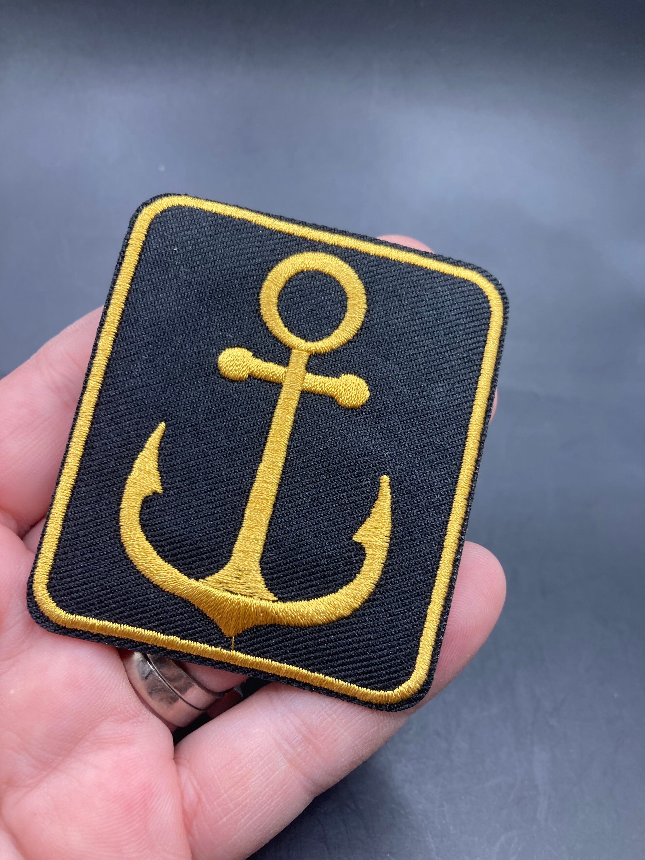 Iron on Nautical Anchor Patch Appliqué Black Gold Etsy