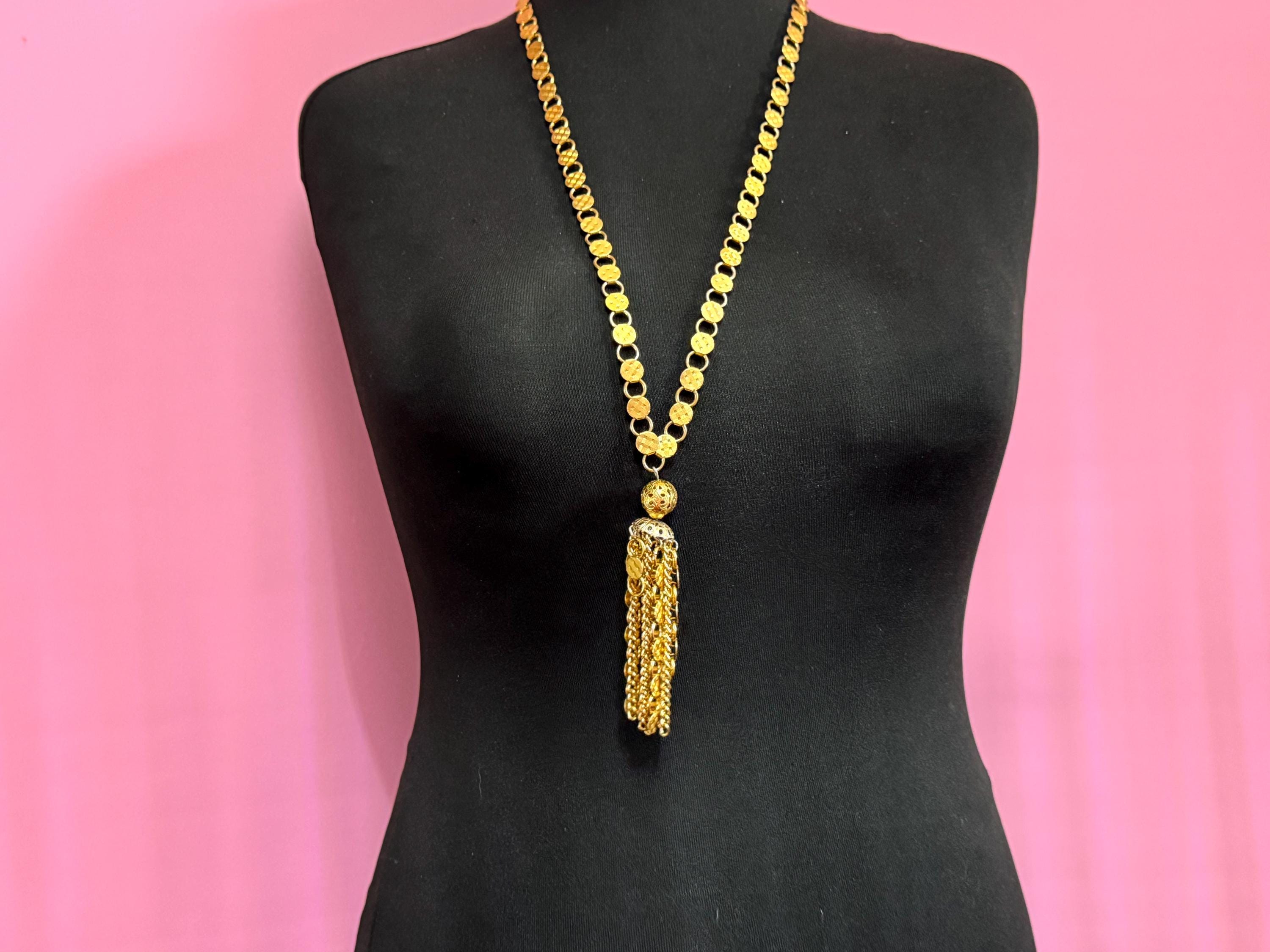 Collier Vintage Hippie Années 70 - Pampilles Et Clochettes Argentées, Longueur ~43 Cm