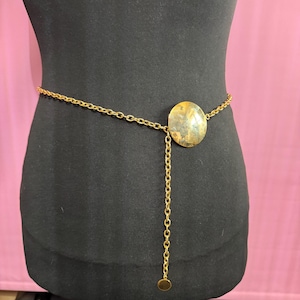 Vintage Gold Linked Oval Chain Draped Belt Geometric Waist Hip Alilang Women main image 2