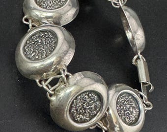 Sterling Silver Brutalist Bracelet: Vintage 1970s Modernist Panel