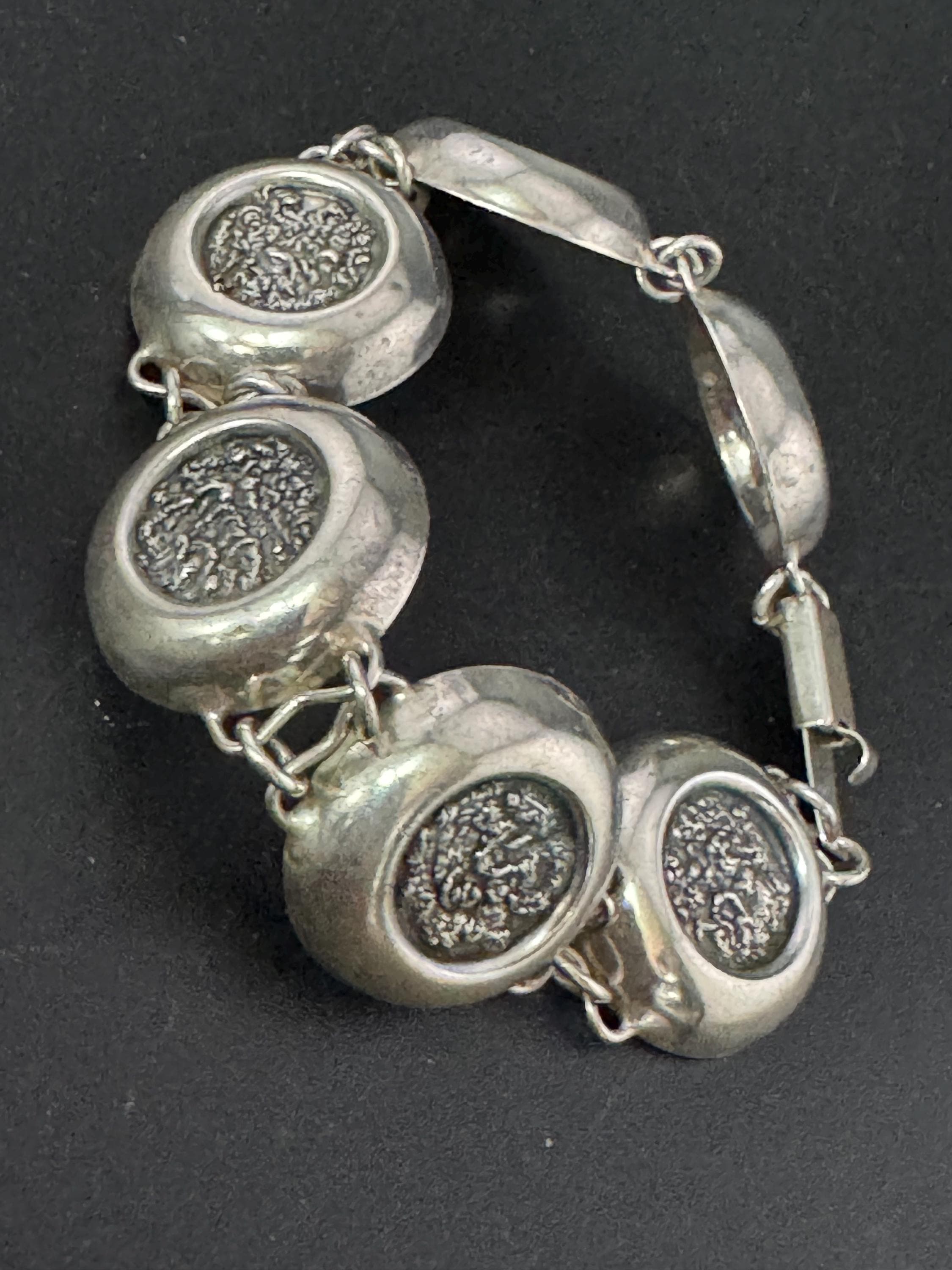 Sterling Silver Brutalist Panel Bracelet: Modernist Design Vintage 