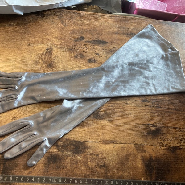 gants cocktail gris argent 46cm Taille unique large 7 à 7,5 à 8