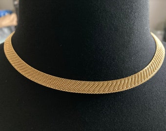 Verdadero vintage prístino oro plateado malla gargantilla collar collar adj longitud genuina tienda antigua stock