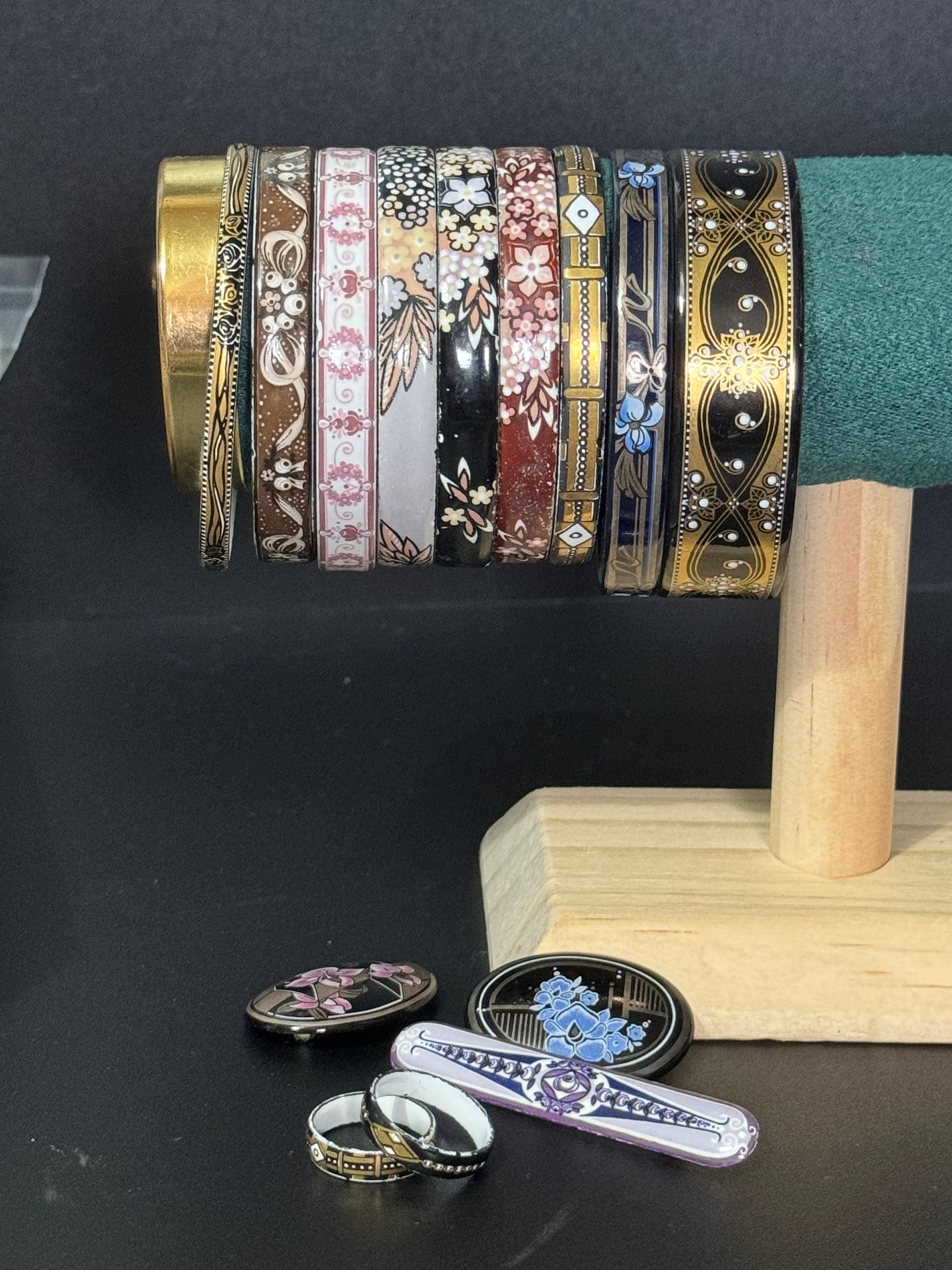 Vintage Michaela Frey Enamel Bangle: Austrian Floral Bracelet - Etsy