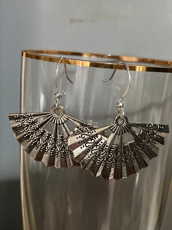 Boucles D'oreilles Pendantes Filigranées En Argent Vintage - Style Indien, Fermoir Dormeuse