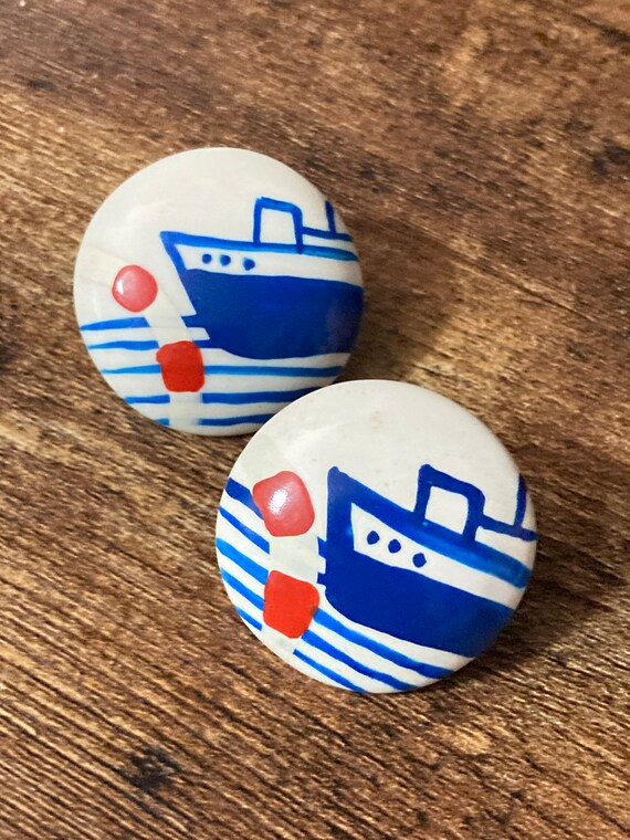 Red white and blue Nautical ship boat pierced rou… - image 7