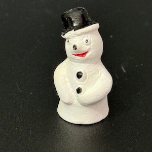 Vintage chalkware SNOWMAN Christmas Xmas Cake topper decoration festive baking plaster