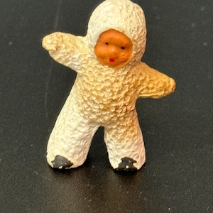 Antique PLASTER bisque Snow Baby  Christmas Xmas Cake topper decoration