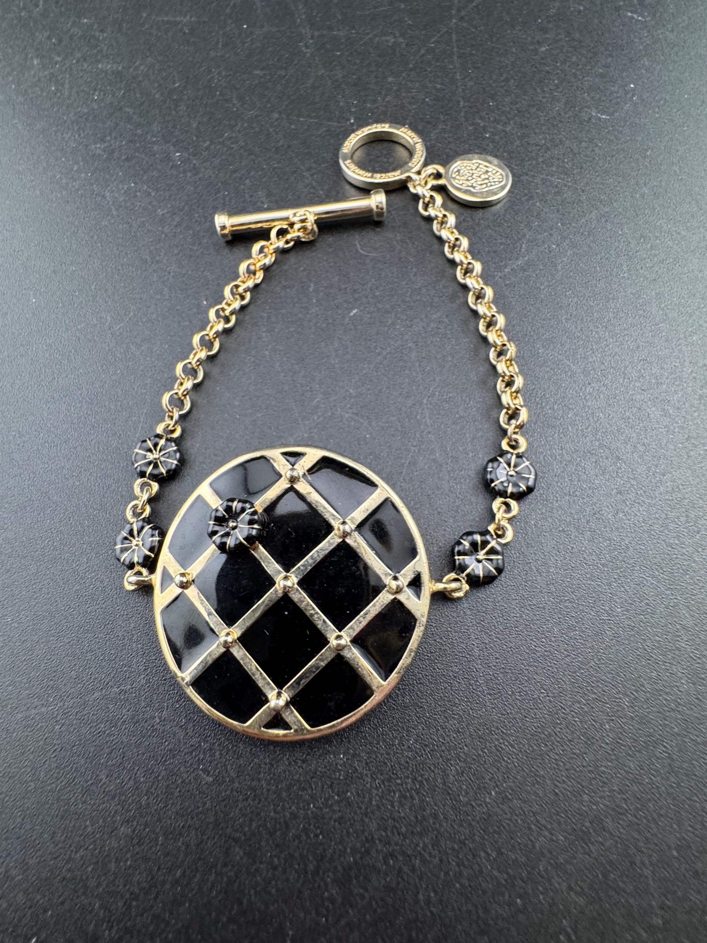 Marcel Wanders Black Enamel Gold Tone Floral T.bar Bracelet - Etsy