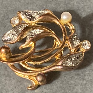 Belle Broche Vintage Dorée à Noeud Et Perles - Movitex - Bijou Fantaisie Pour Femme