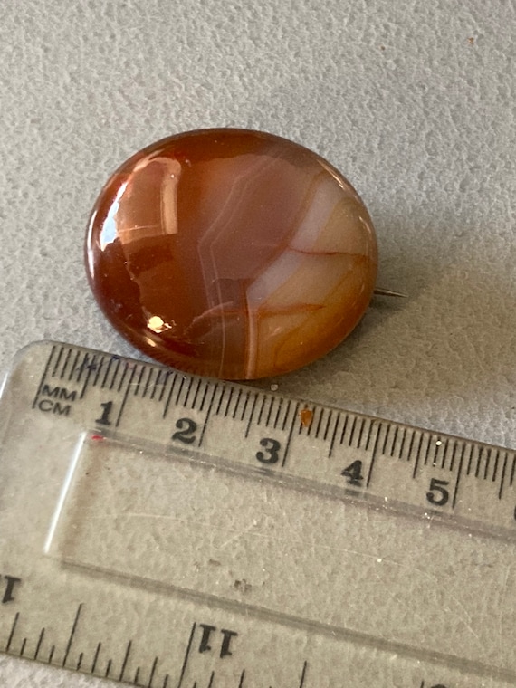 Antique domed Brooch Scottish banded Agate - image 10