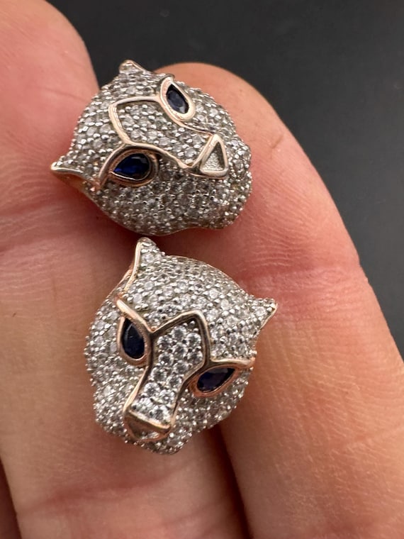 Leopard Stud Earrings: Rose Gold Plated Sterling Silver (cubic