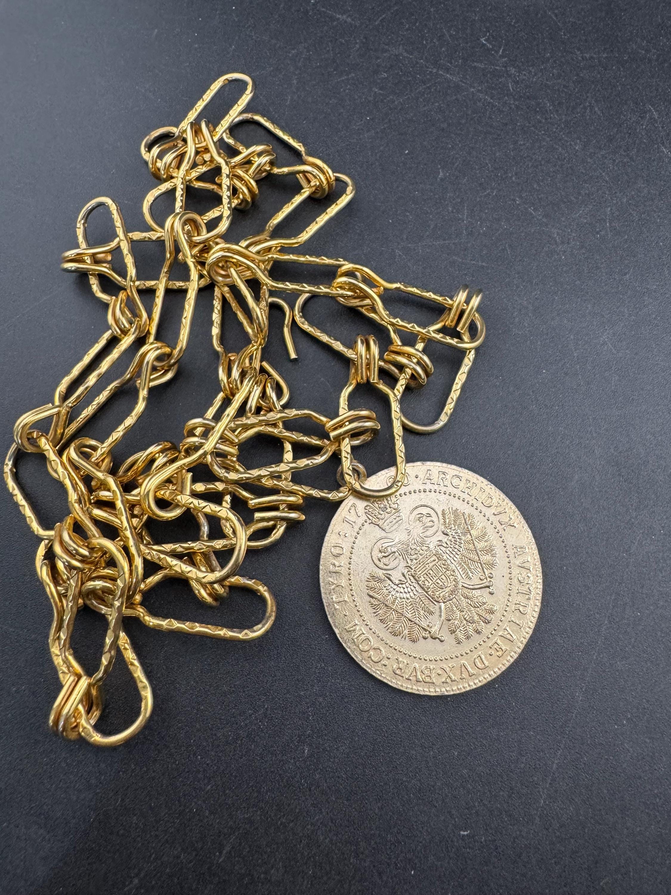 Vintage Gold Coin Chain Belt, Aluminum With Medallion - Etsy display picture 2