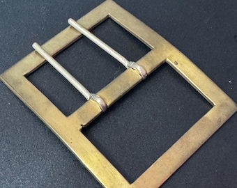Oversized Antique Vintage gold Tone brass rectangular Belt Buckle Belt Haberdashery