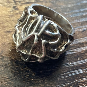 Heavy chunky SIZE P sterling silver 925 modernist brutalist ring 11.4 grams