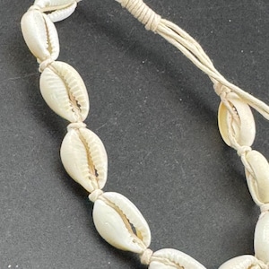 Retro verstelbare enkel- of polsarmband met kaurischelp, natuurlijke schelpen, nautische sieraden
