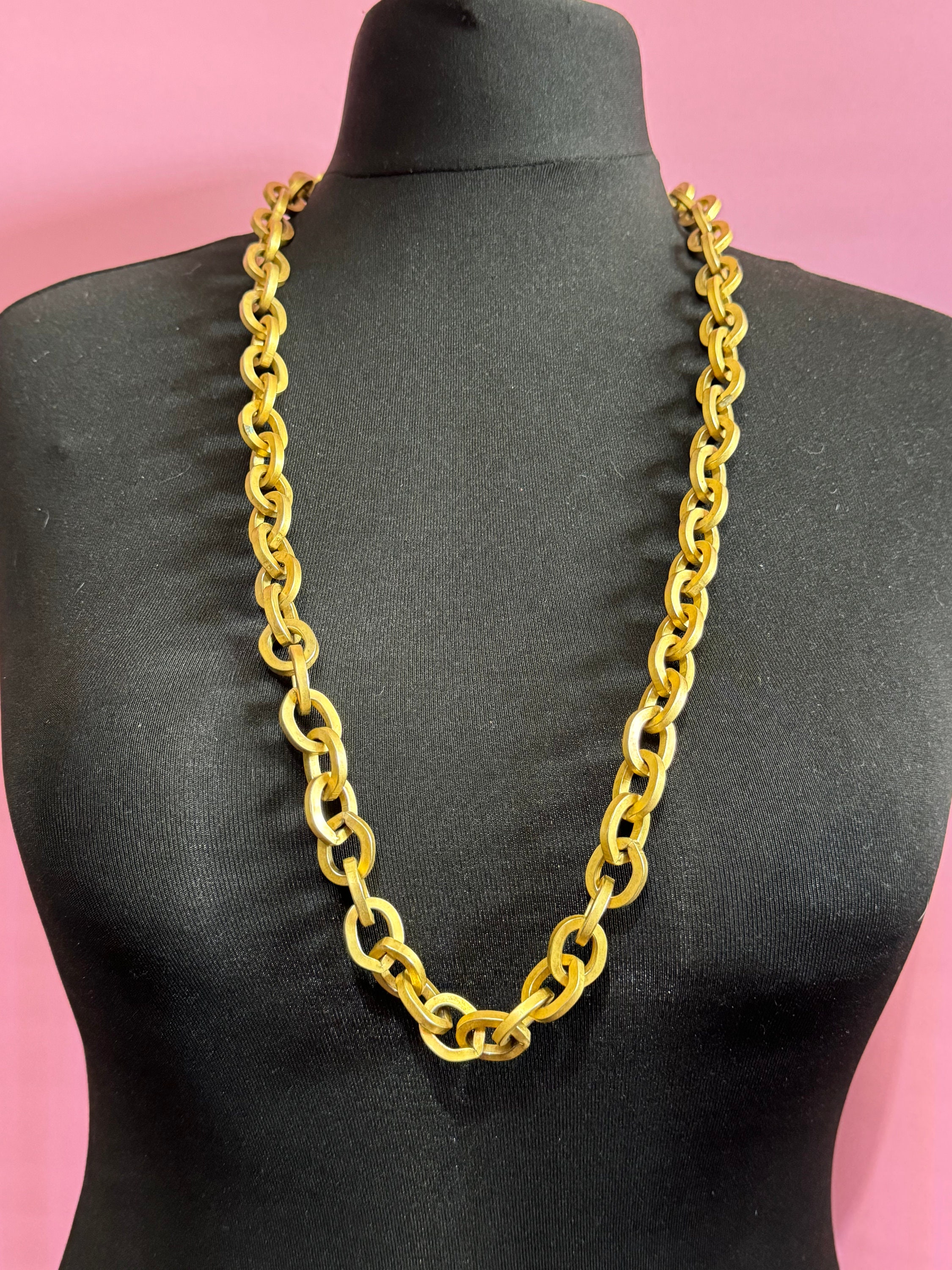 Vintage Matt Gold Cable Necklace, Long Chain 90cm - Etsy