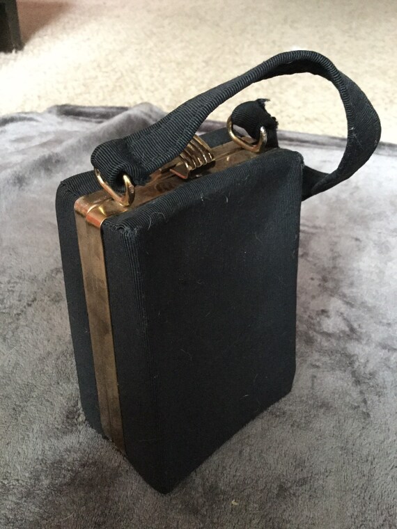 True antique vintage leather evening bag box purse