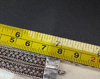 Vintage 925 Silver Woven Mesh 14mm Wide Flat Link Mesh