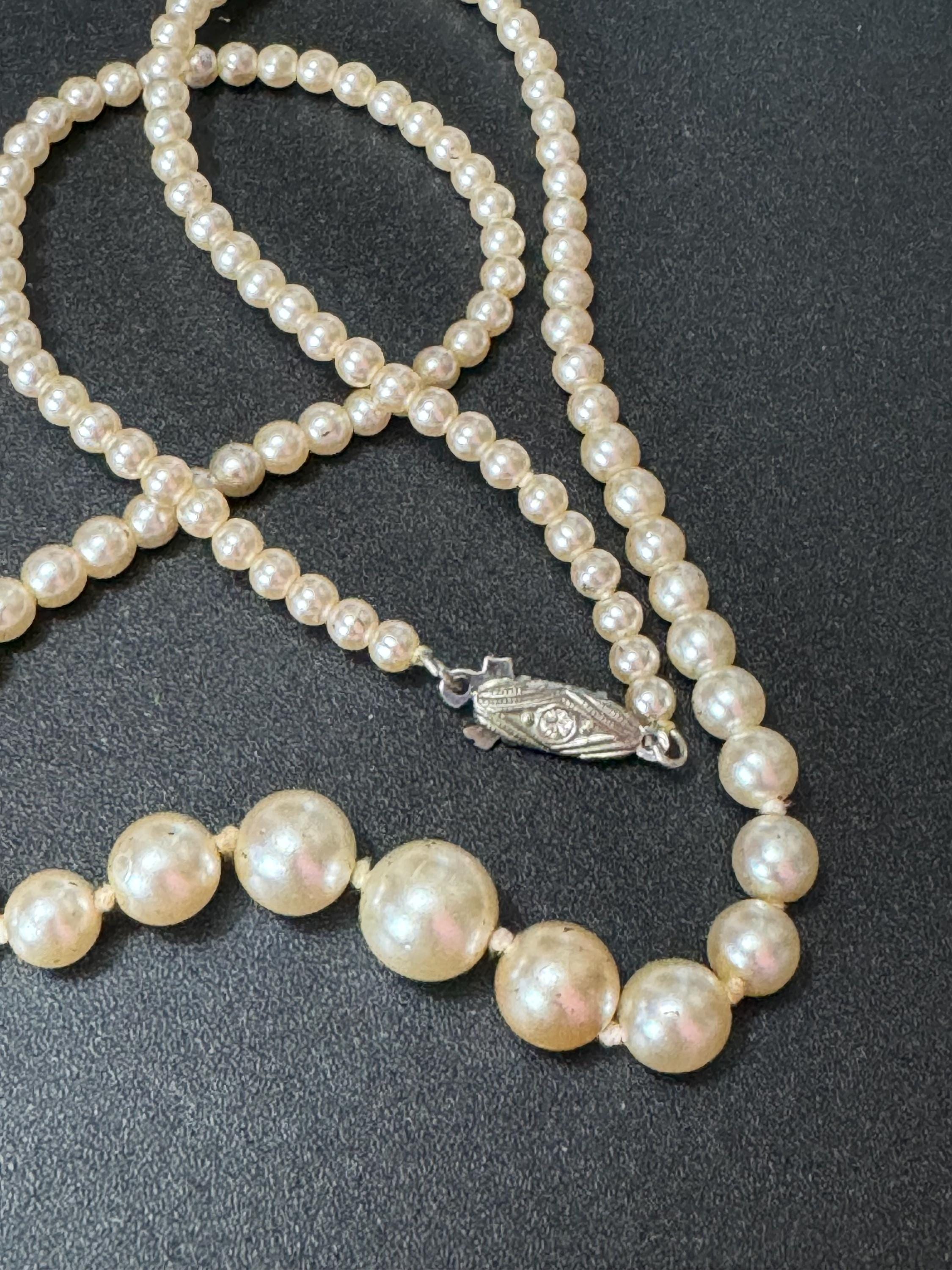 Collier Ancien Damart - Perles En Cornaline Et Pâte De Verre Blanc, Style Vintage