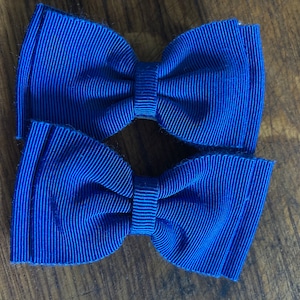 Vintage pair of bright blue GROSGRAIN ribbon BOW shoe clips