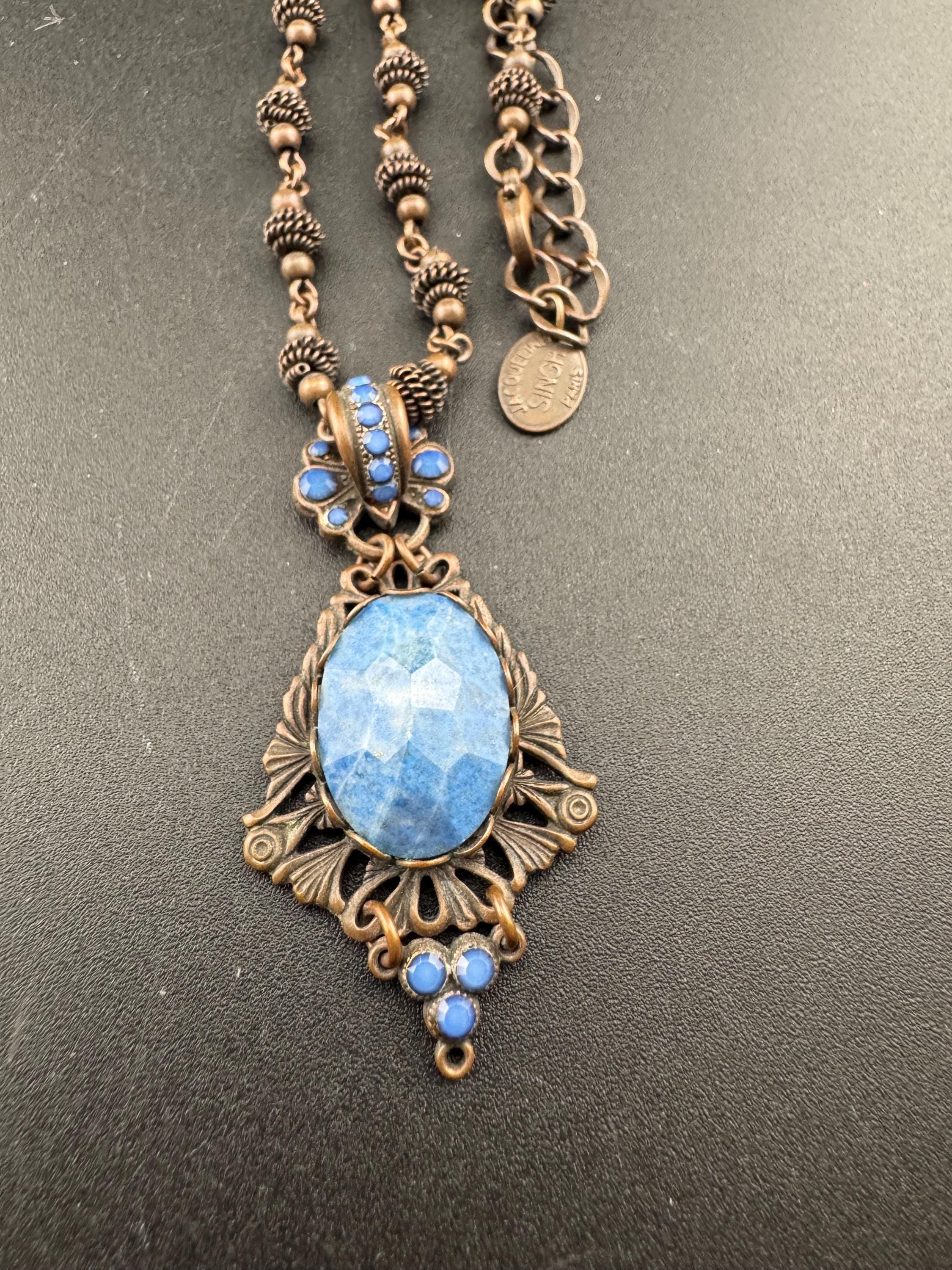 Petite Fit Signed Jacqueline Singh Paris Copper Tone Blue