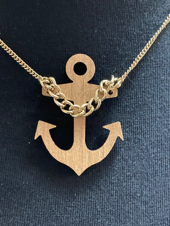 Anchor Pendant Necklace: Wooden Nautical Design - Tatty Devine