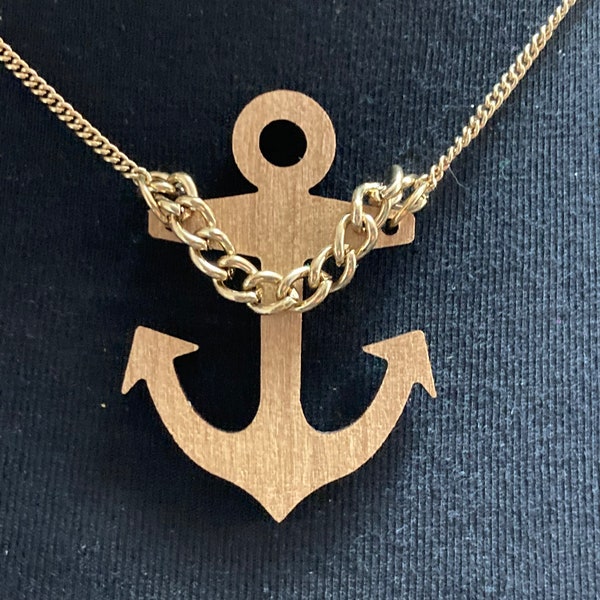 Tatty Devine wooden nautical anchor pendant necklace designer