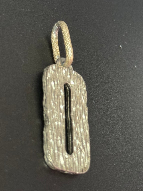 brutalist silver tone metal rectangular textured … - image 4