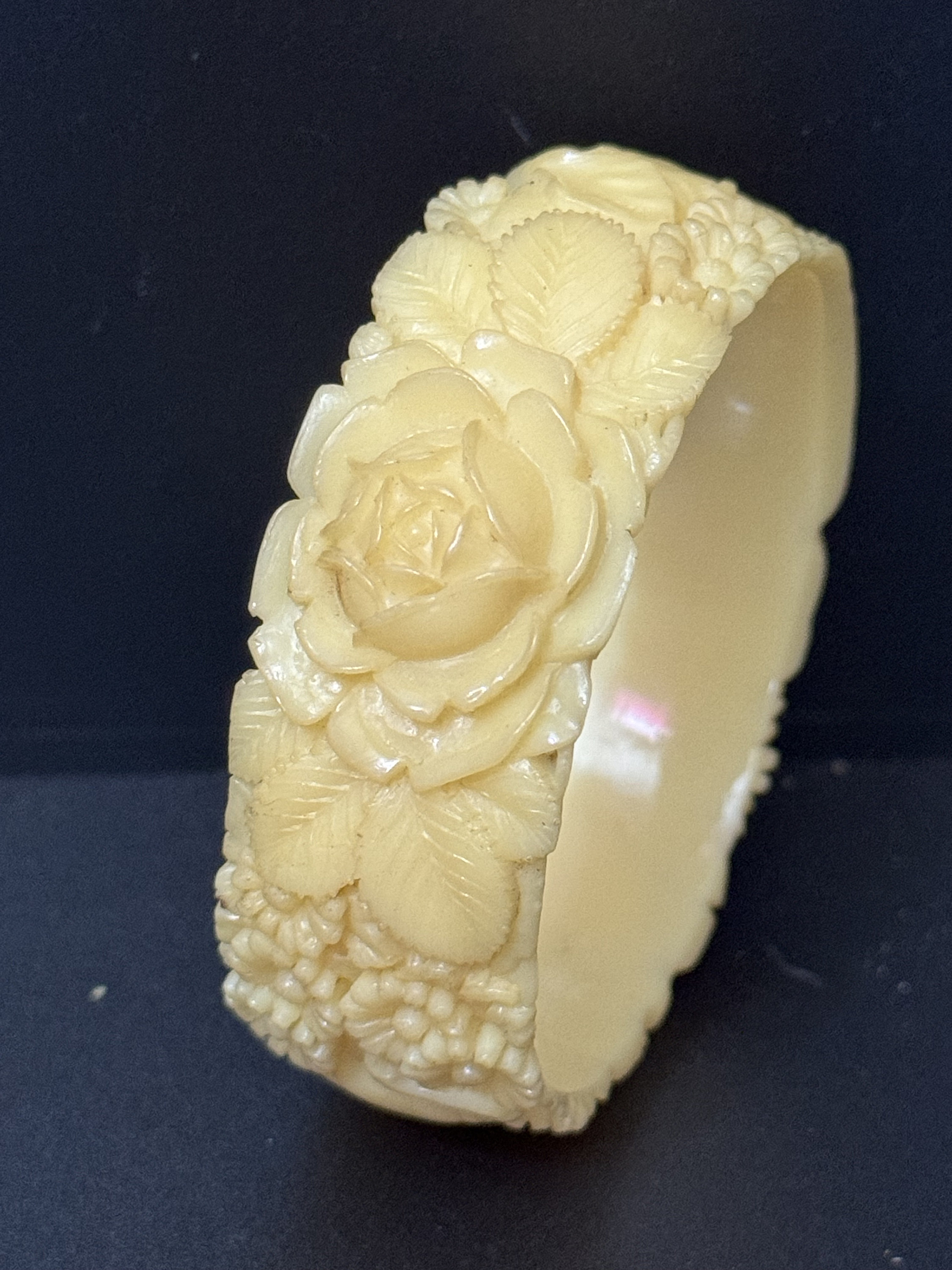 Antique Vintage Early Plastic Faux Bone Horn Celluloid