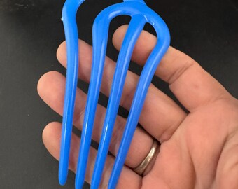 Blue Celluloid Chignon Bun Pin Hair Comb: Retro Bridal Style
