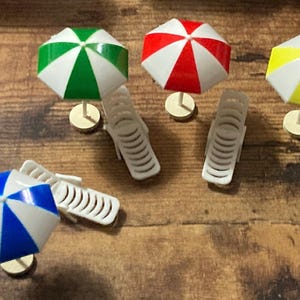 1 x parasol de plage miniature, transat, décoration de gâteau pour maison de poupée