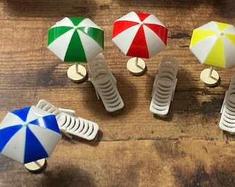 1 x Miniature beach parasol sunbed lounger cake topper decoration dollshouse