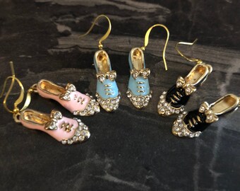 Silver Stiletto Shoe Earrings, High Heels Drops for Pierced Ears