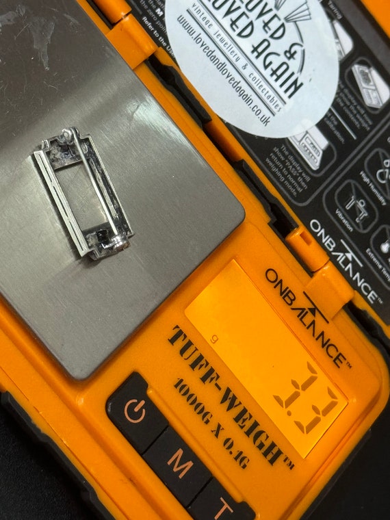 Vintage small Rectangular marcasite and black ony… - image 4