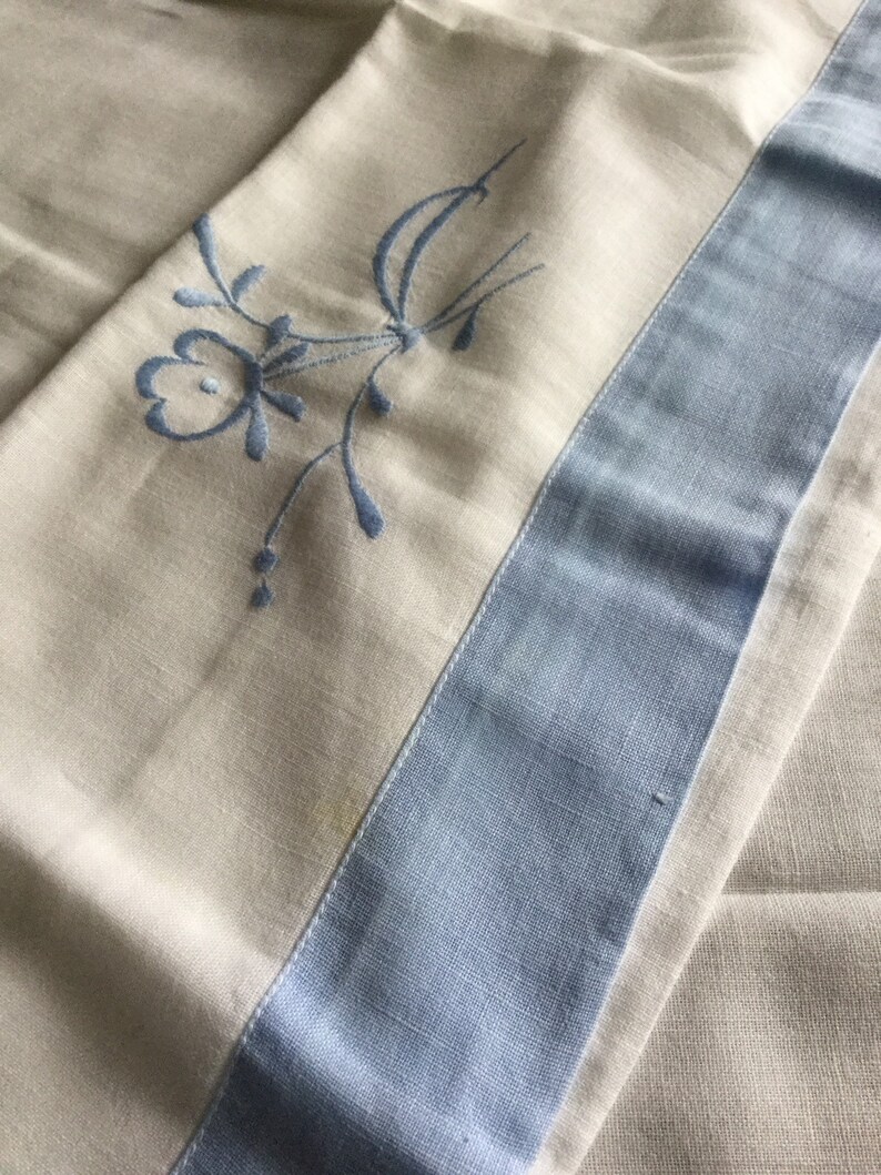 Pair 2 Chateau Chic Bedding Decor Pair Of Cotton French Blue White Stripe Pillowcases Striped With Frilled Edge Excluding Frill 28 X 18 Bedding Sheets Pillowcases Vadel Com